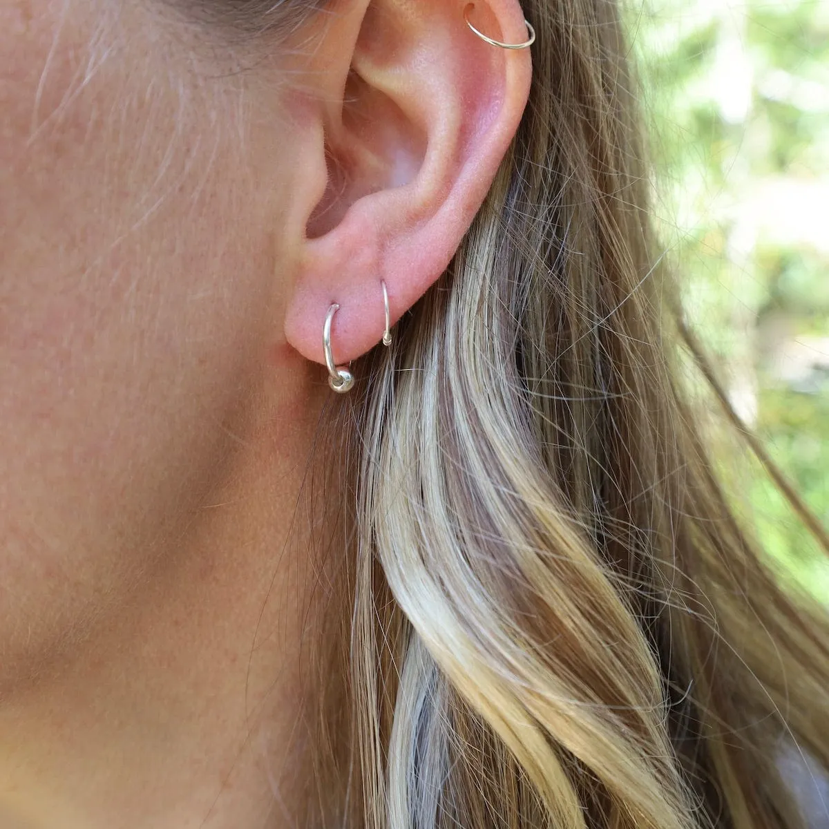 10mm Silver Sleeper Hoops with Coil