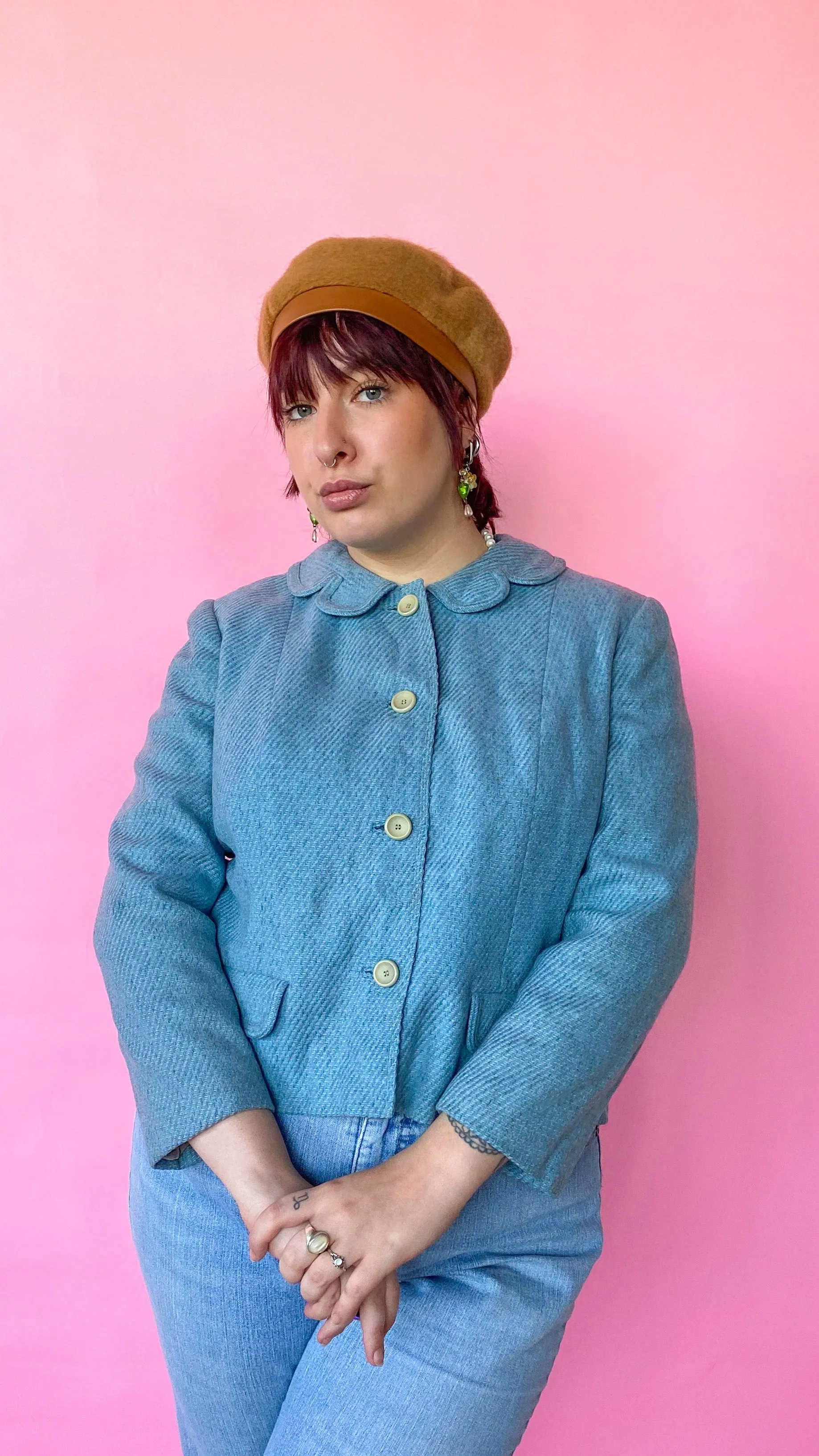 1950s Powder Blue Short Coat, sz. L