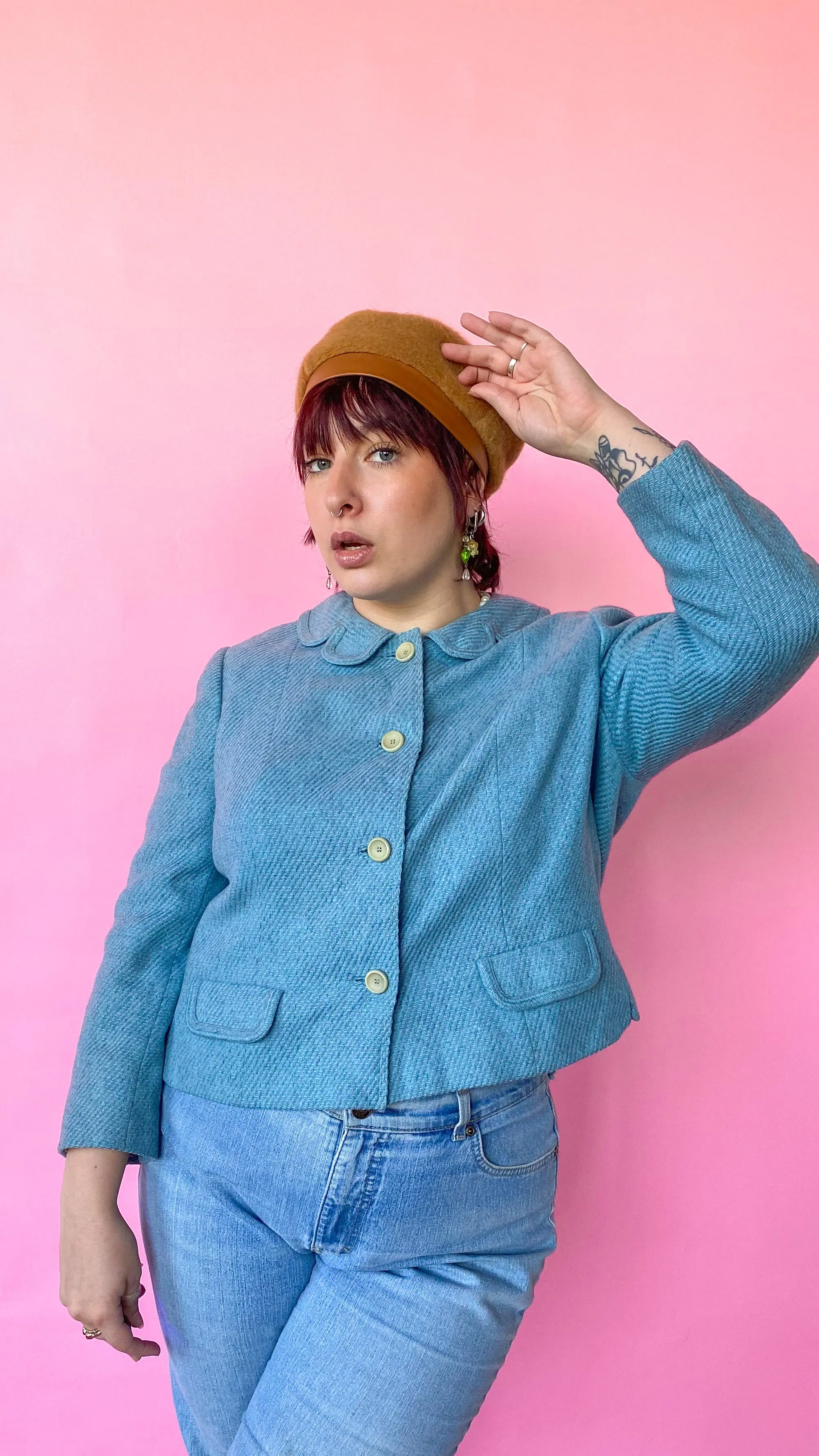 1950s Powder Blue Short Coat, sz. L