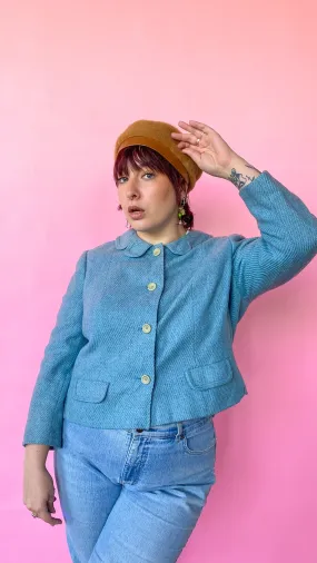 1950s Powder Blue Short Coat, sz. L