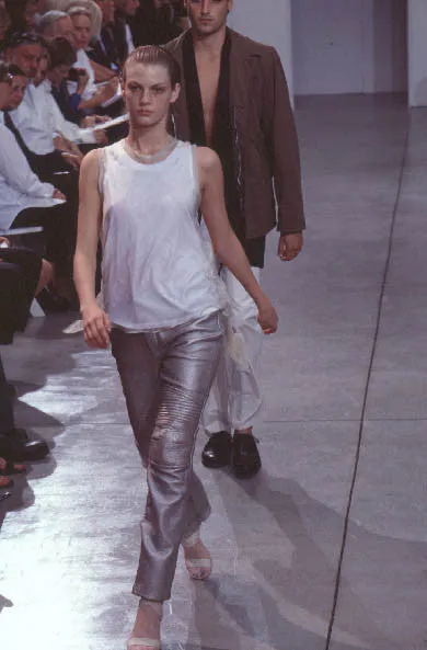 1999 Platinum-Printed Lamb Leather Biker Trousers