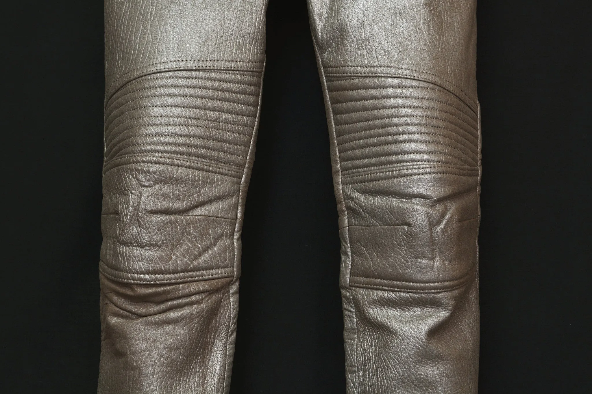 1999 Platinum-Printed Lamb Leather Biker Trousers