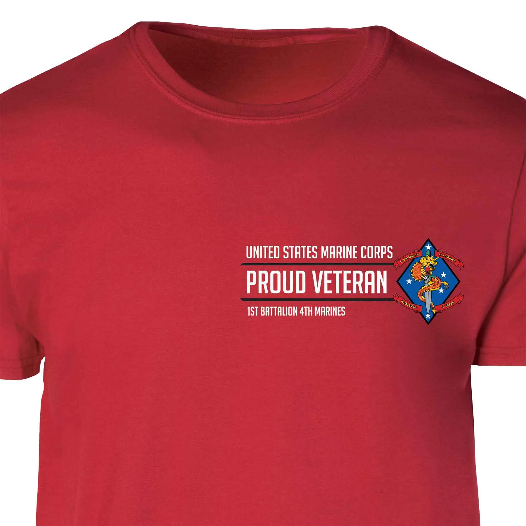 1st Battalion 4th Marines Proud Veteran Patch Graphic T-shirt