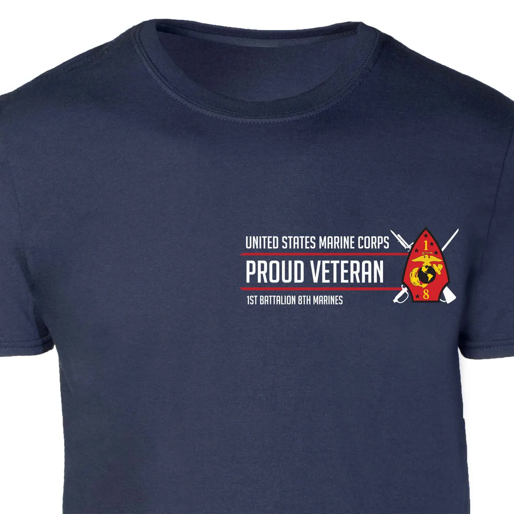 1st Battalion 8th Marines Proud Veteran Patch Graphic T-shirt