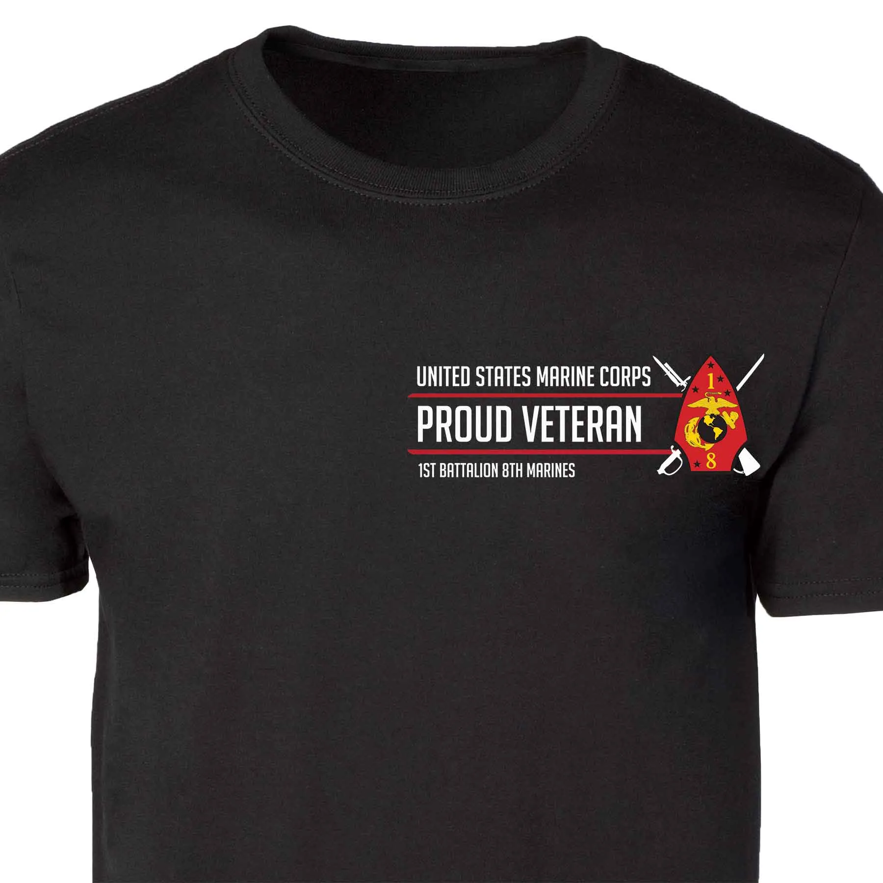 1st Battalion 8th Marines Proud Veteran Patch Graphic T-shirt