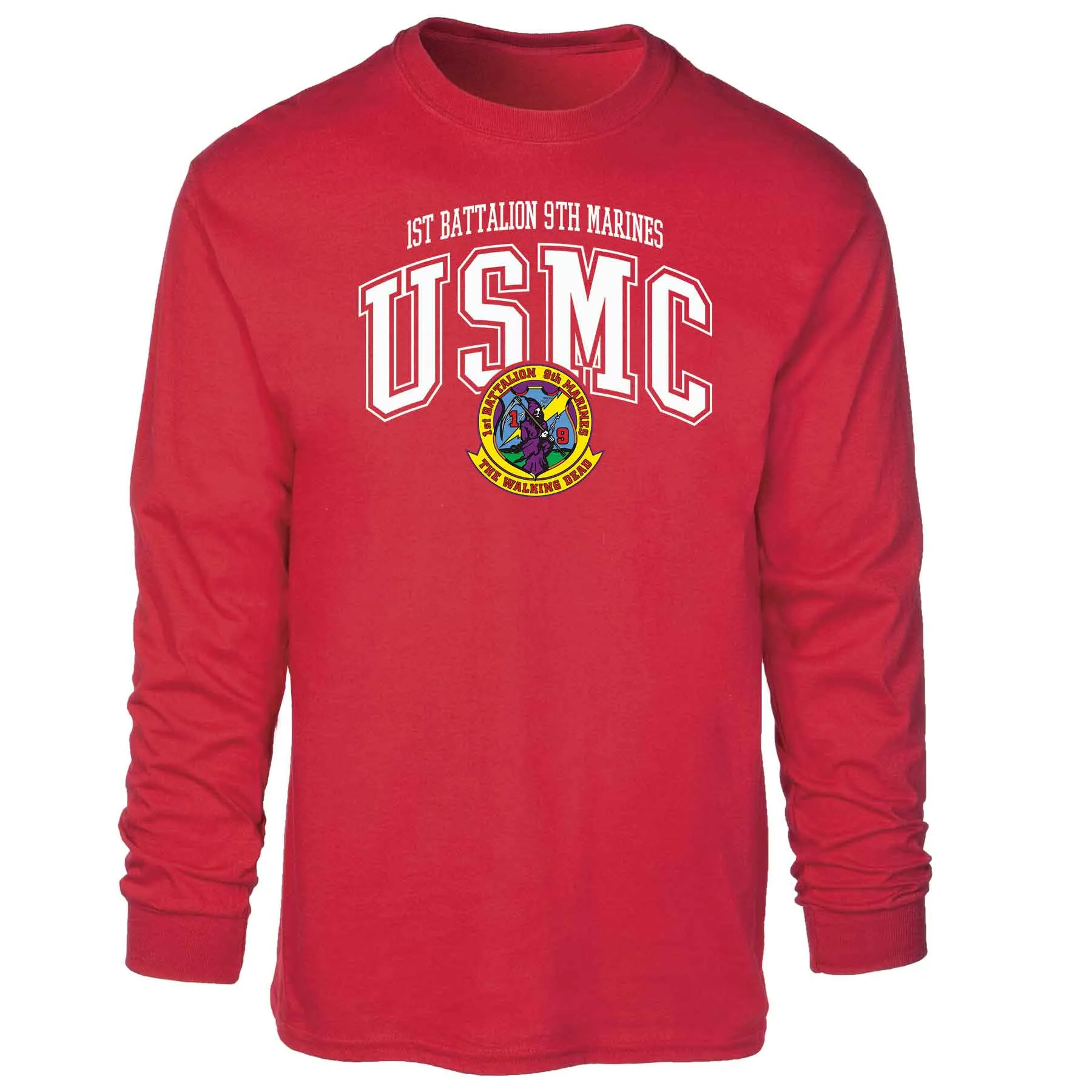 1st Battalion 9th Marines Arched Long Sleeve T-shirt