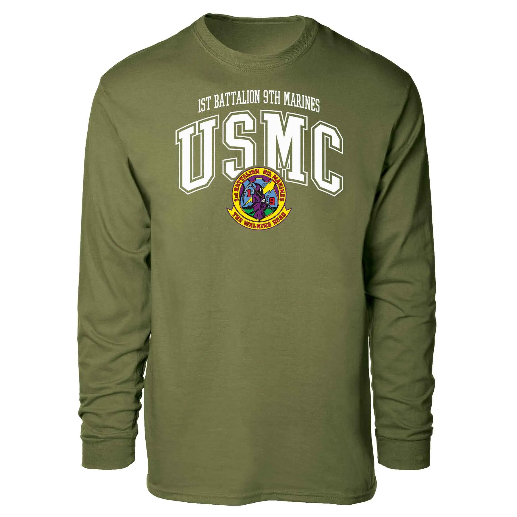 1st Battalion 9th Marines Arched Long Sleeve T-shirt