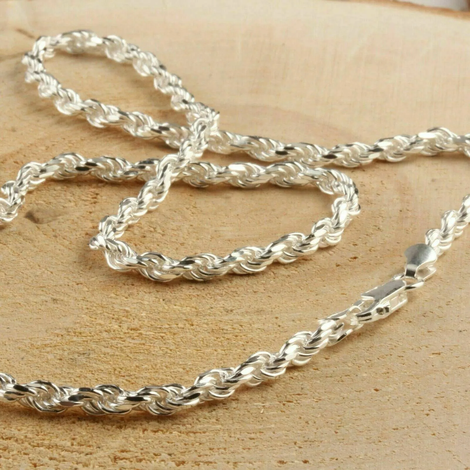 925 Sterling Silver Diamond-Cut Rope Chain 3.5MM