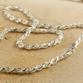 925 Sterling Silver Diamond-Cut Rope Chain 3.5MM