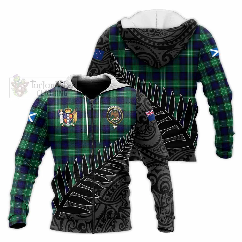 Abercrombie Crest Tartan Knitted Hoodie with New Zealand Silver Fern Half Style