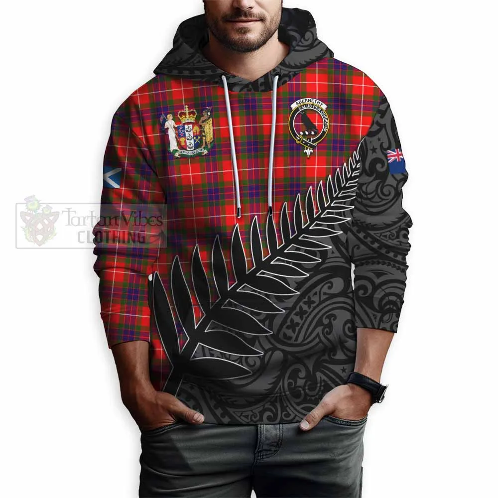 Abernethy Crest Tartan Hoodie with New Zealand Silver Fern Half Style