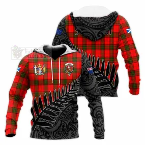 Adair Crest Tartan Knitted Hoodie with New Zealand Silver Fern Half Style