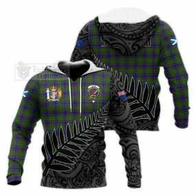 Adam Crest Tartan Knitted Hoodie with New Zealand Silver Fern Half Style