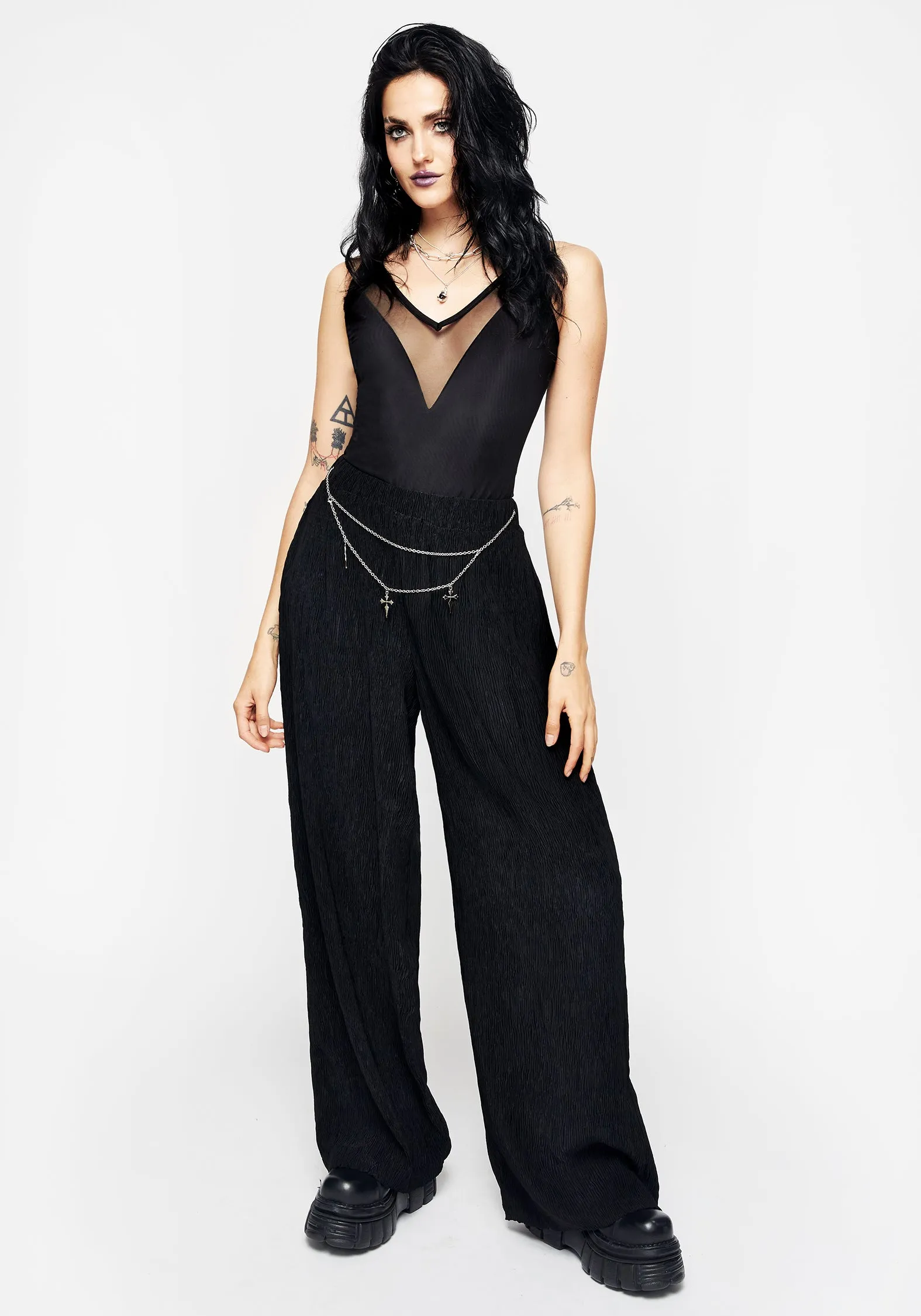 Algea Crinkle Wide Leg Trousers