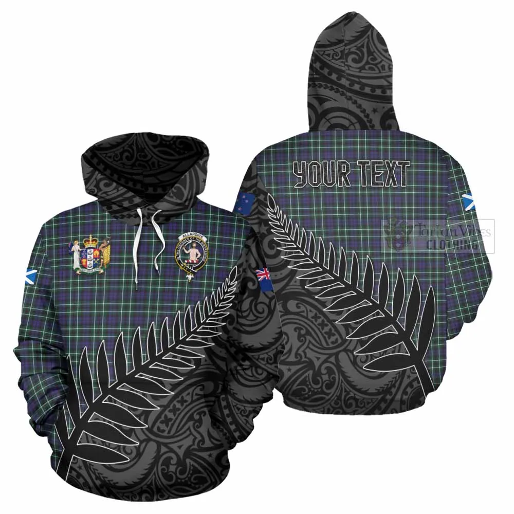 Allardice Crest Tartan Hoodie with New Zealand Silver Fern Half Style