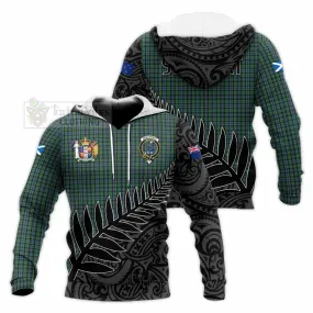 Arbuthnot Crest Tartan Knitted Hoodie with New Zealand Silver Fern Half Style