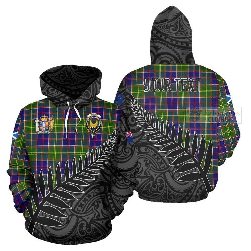 Arnott Crest Tartan Hoodie with New Zealand Silver Fern Half Style