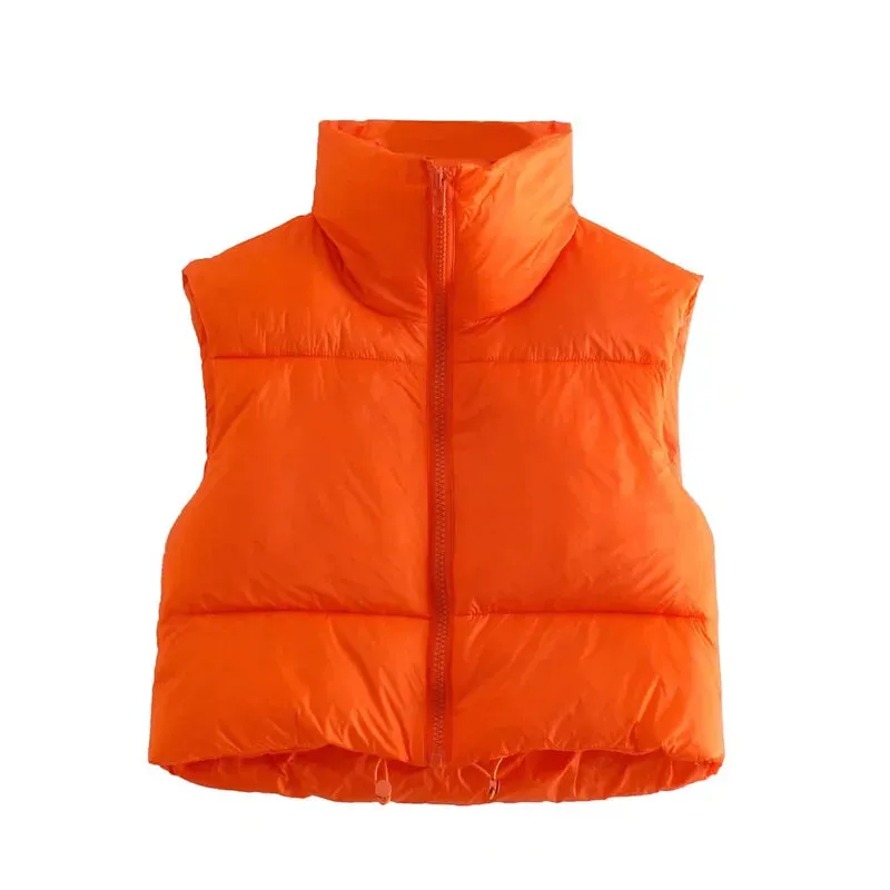 Autumn-Winter Fashion Ladies Vintage Puffer Vest Female Sleeveless Outerwear Coat