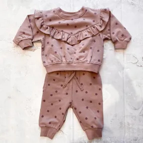 Baby Girls Sets | 2PCS: Ruffle Sweat Set- Polka Dots | Quincy Mae