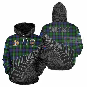 Baillie (Bailey) Crest Tartan Hoodie with New Zealand Silver Fern Half Style