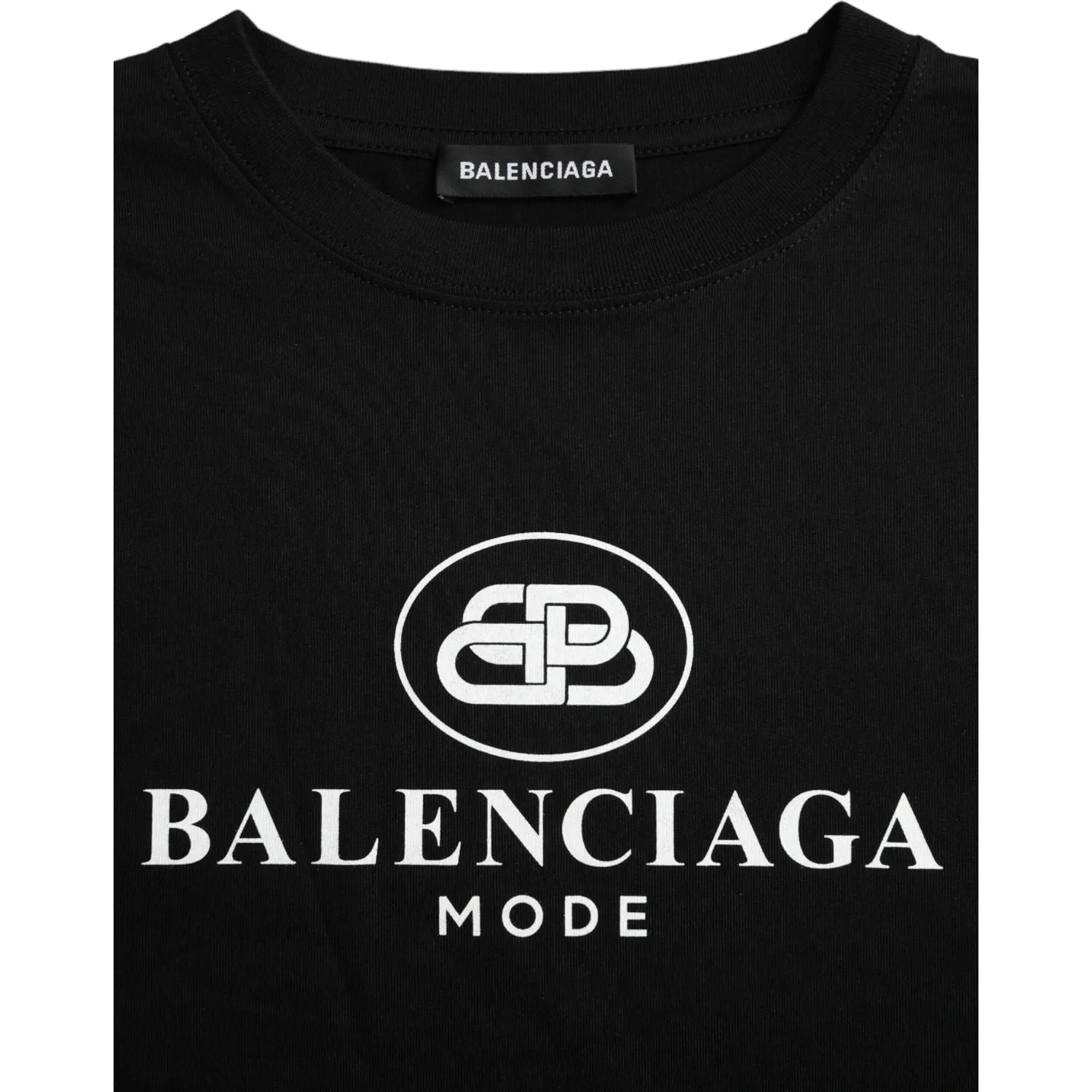 Balenciaga Black Cotton Logo Crew Neck Short Sleeves T-shirt