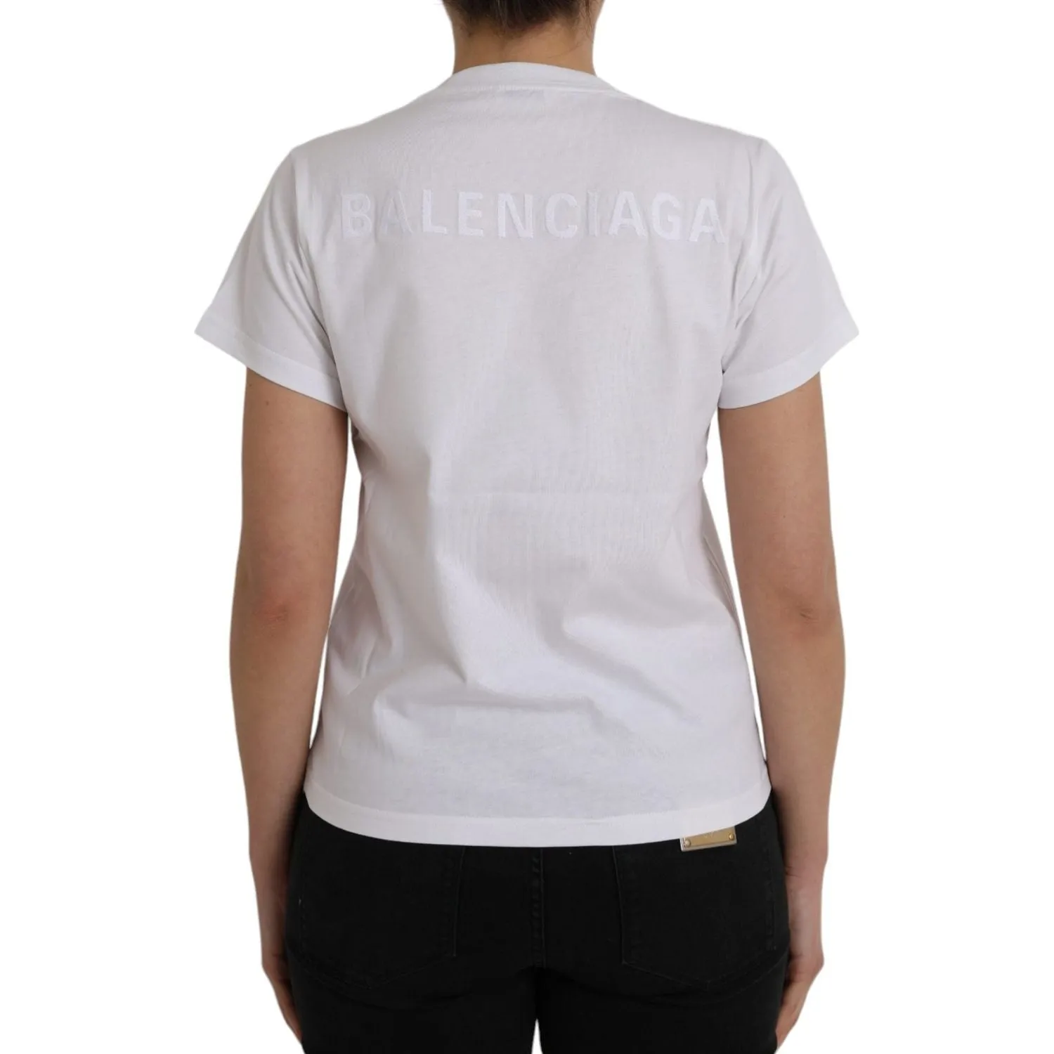 Balenciaga White Cotton Crew Neck Short Sleeves T-shirt