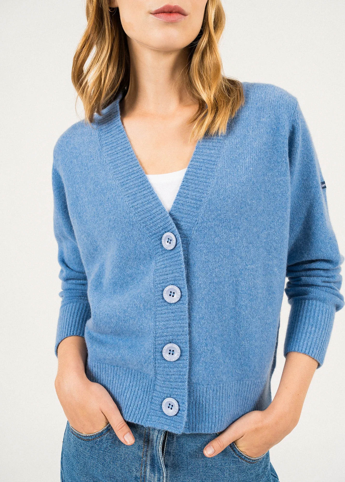 Belfast Wool Cardigan - with V-neck (OXYGENE CHINE)