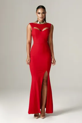 Belice Sweetheart Cut Out Maxi Dress (Red)