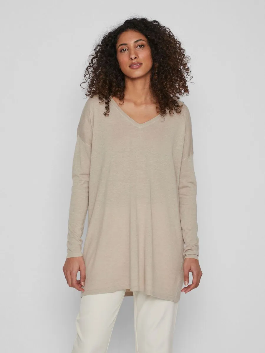 Bella V-Neck Top (Natural Mélange)