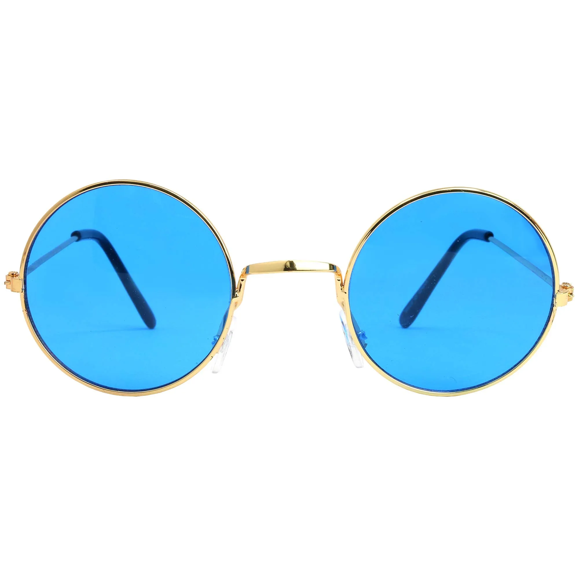 Blue Circle Hippie Glasses - Blue 60's Style Hipster Circle Sunglasses - 1 Pair