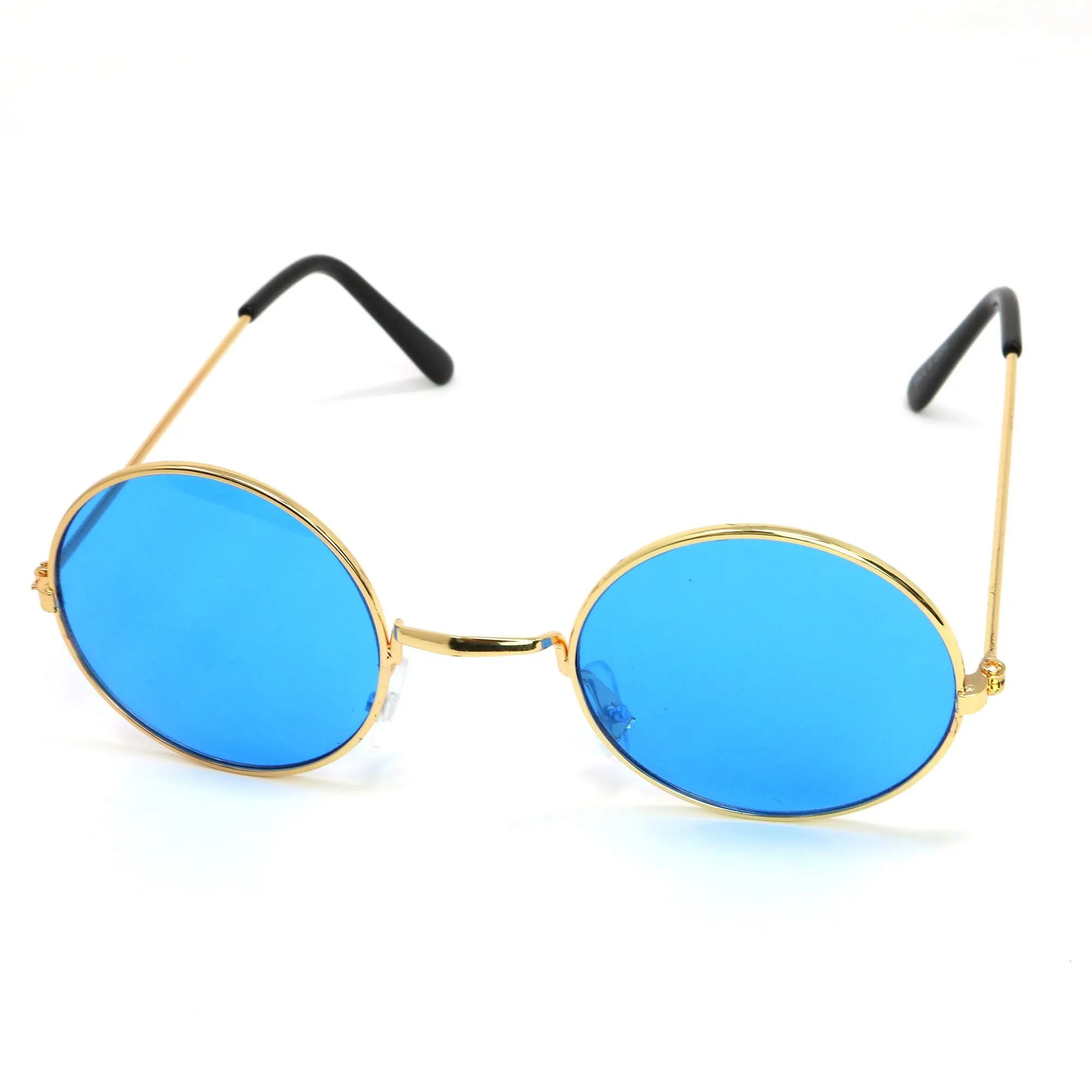 Blue Circle Hippie Glasses - Blue 60's Style Hipster Circle Sunglasses - 1 Pair