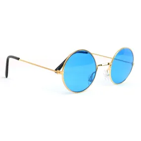 Blue Circle Hippie Glasses - Blue 60's Style Hipster Circle Sunglasses - 1 Pair