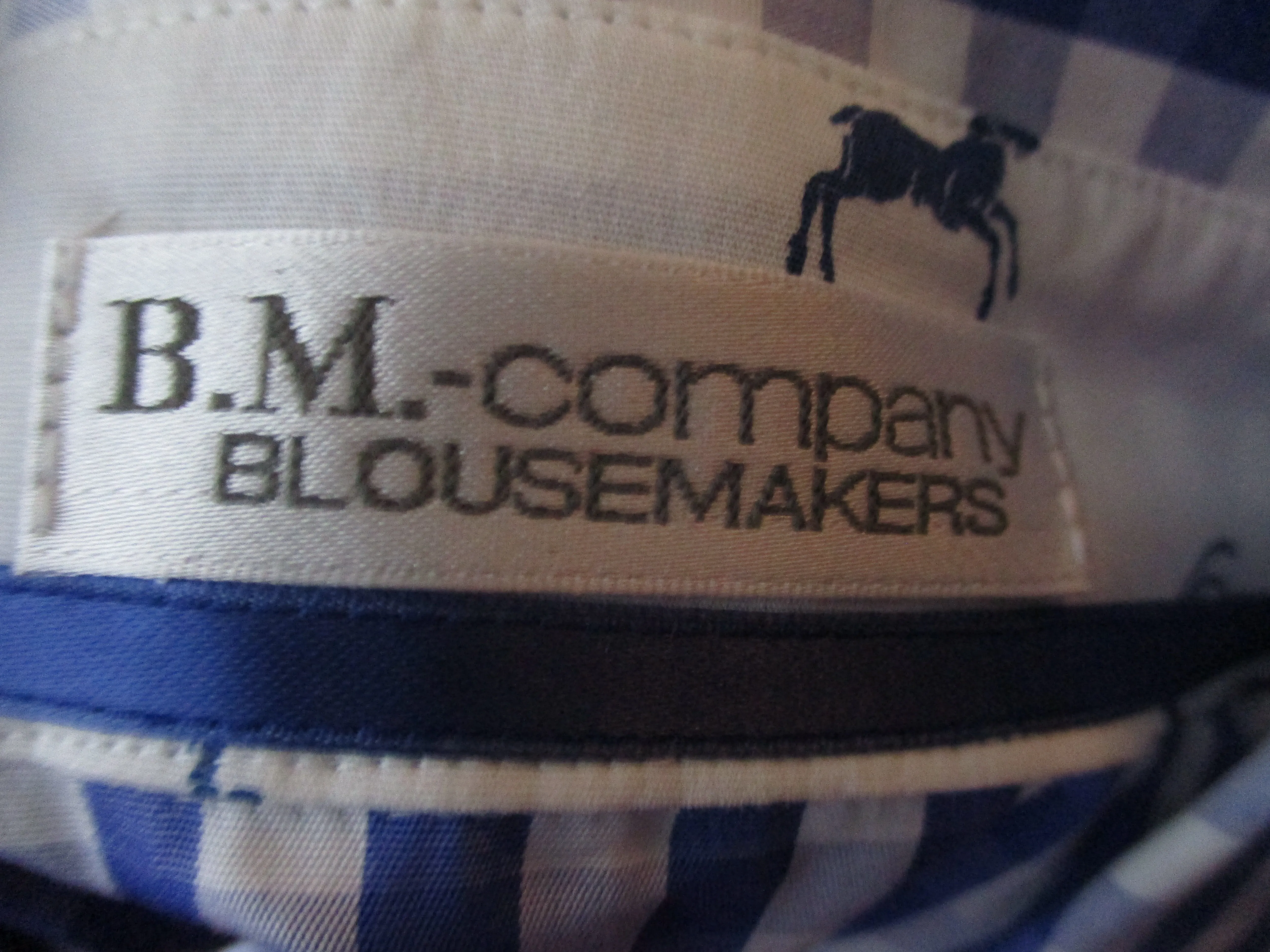 B.M. Company Blousemakers Button-Up Top Shirt Blouse Check Plaid DEER BLUE 36