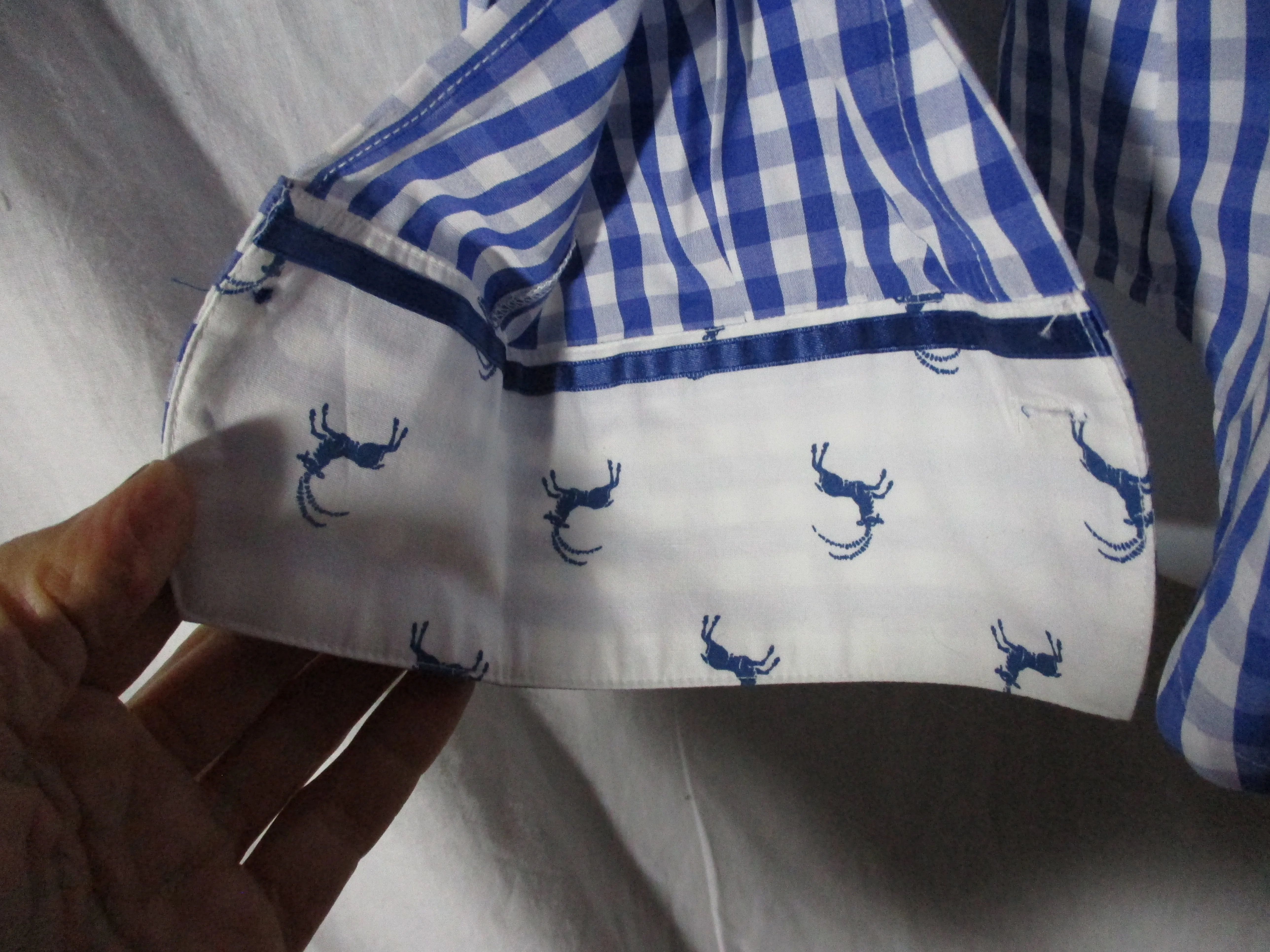 B.M. Company Blousemakers Button-Up Top Shirt Blouse Check Plaid DEER BLUE 36