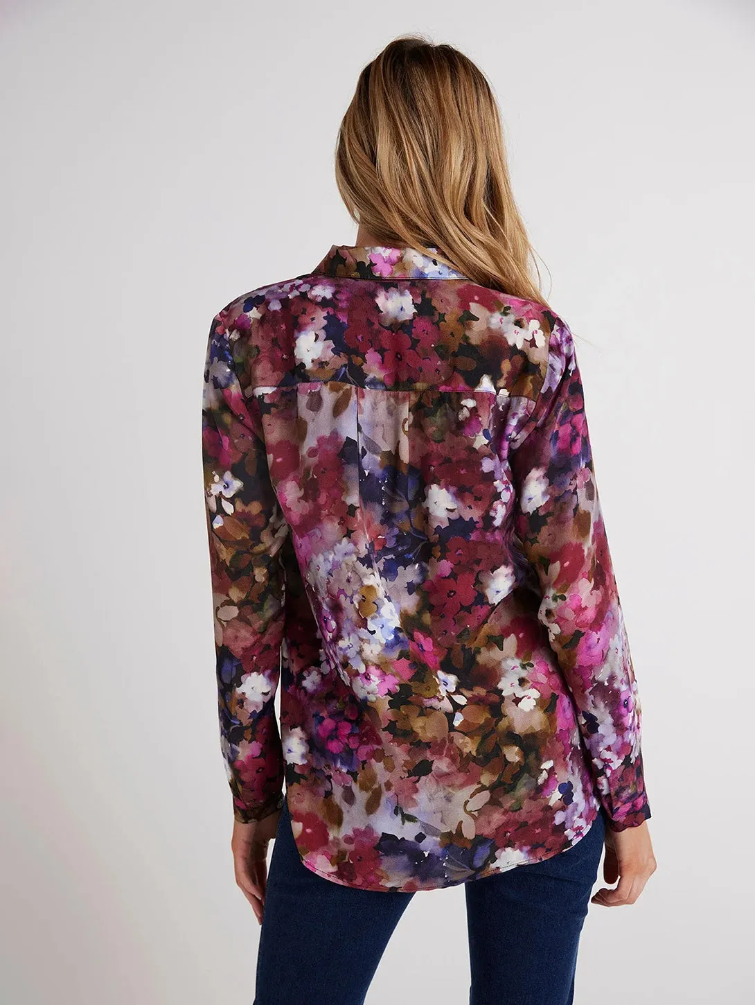 Clean Front Hipster Shirt - Twilight Fleur Print