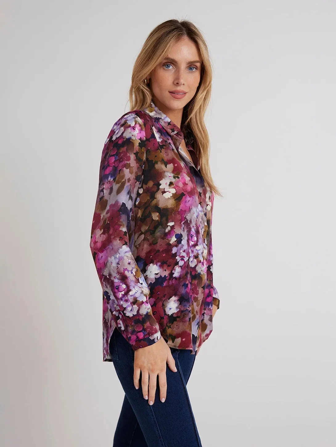 Clean Front Hipster Shirt - Twilight Fleur Print