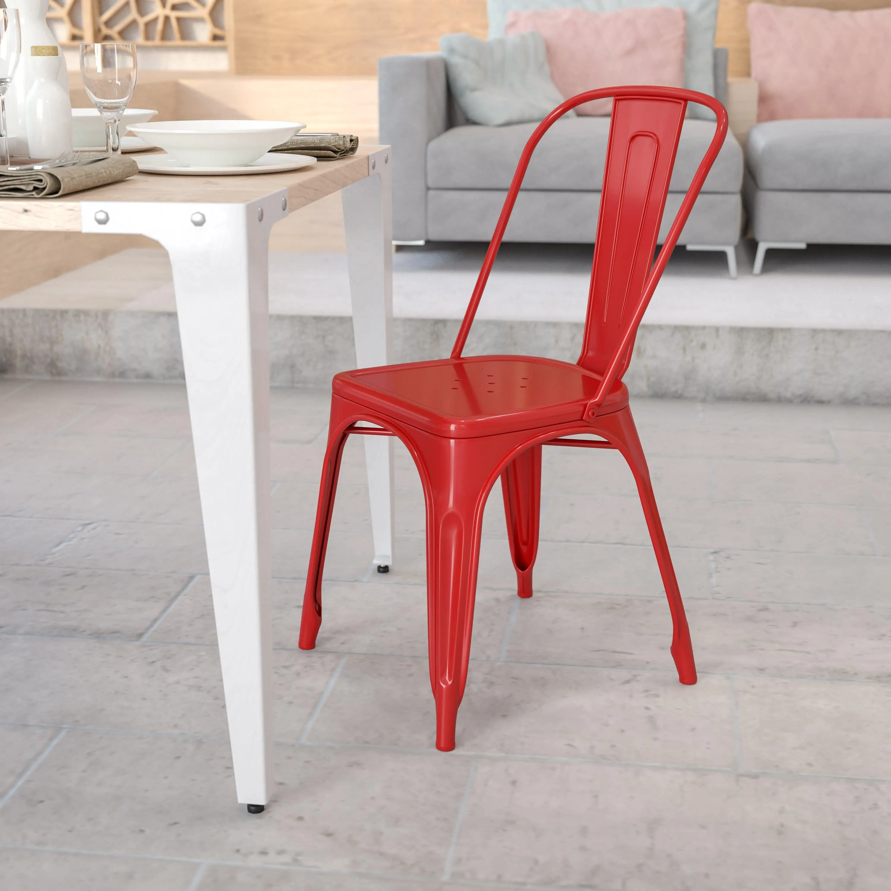 Commercial Grade Metal Indoor-Outdoor Stackable Chair