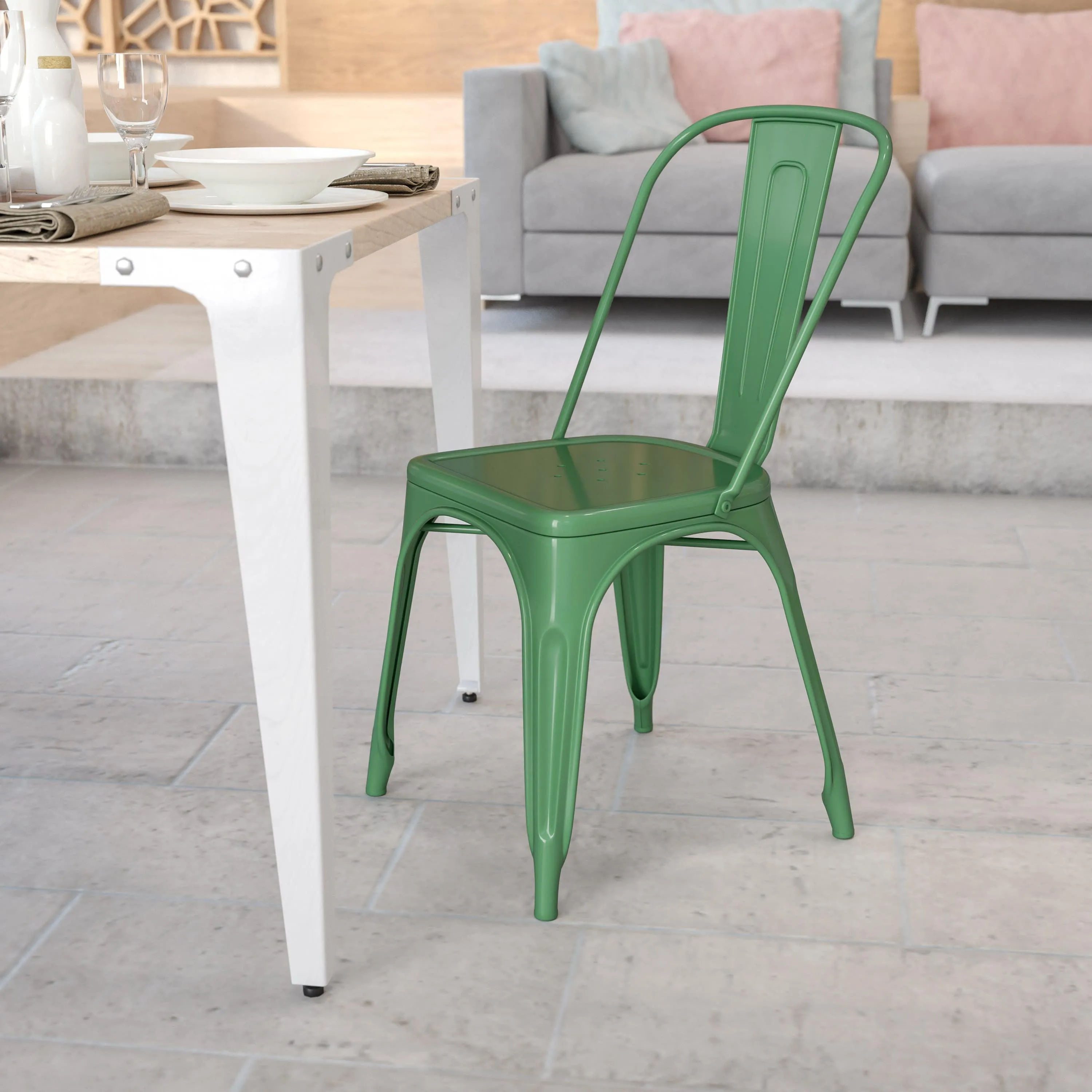 Commercial Grade Metal Indoor-Outdoor Stackable Chair