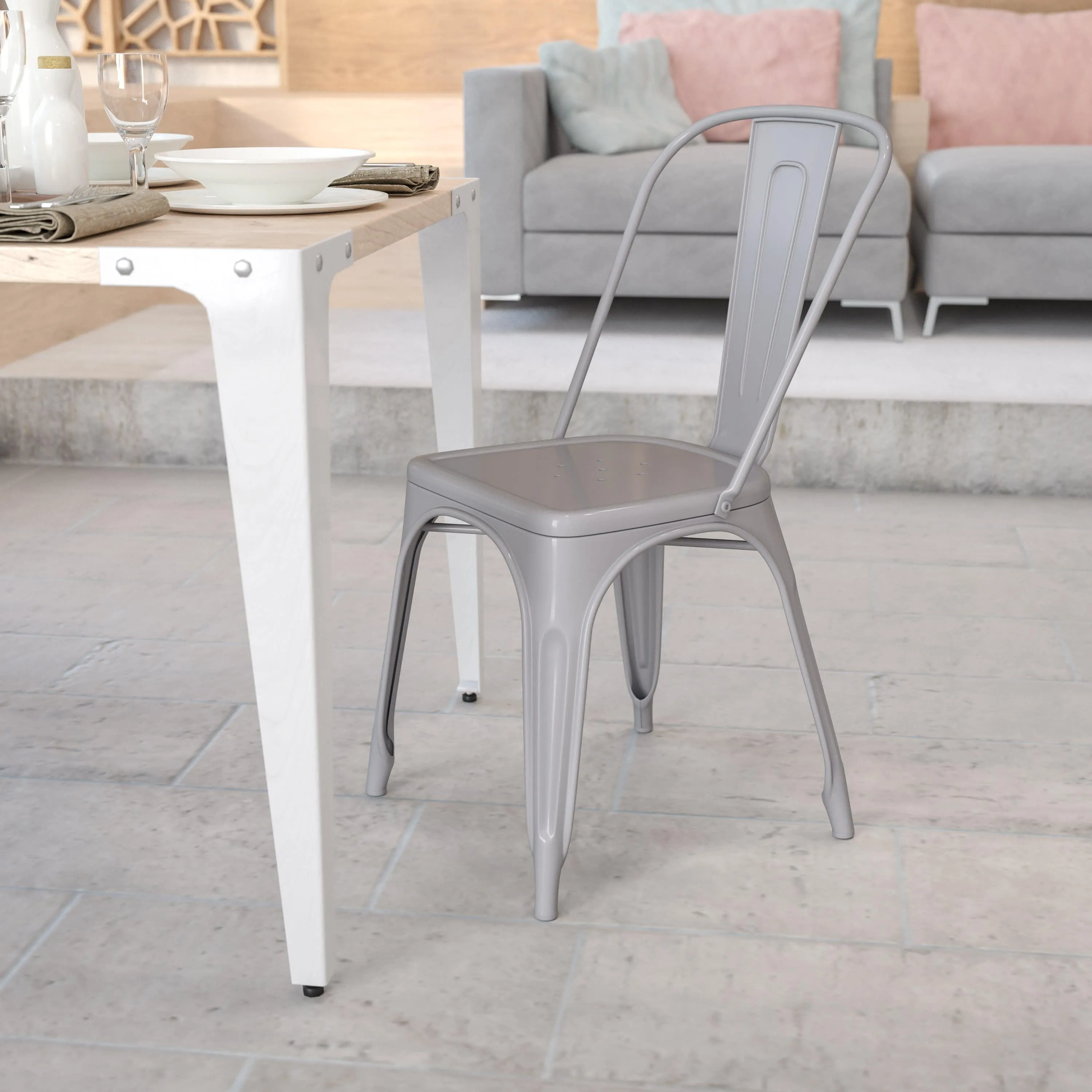 Commercial Grade Metal Indoor-Outdoor Stackable Chair