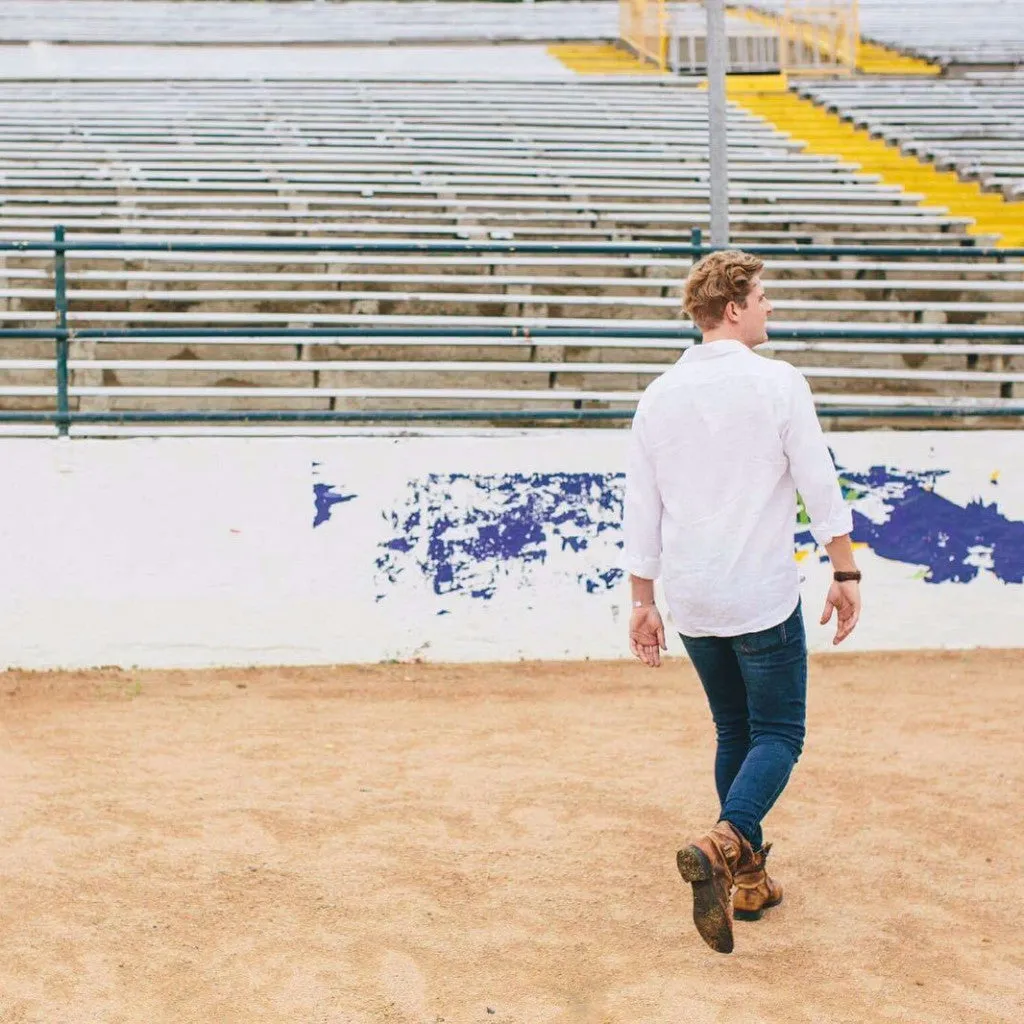 Crandokta Linen Long Sleeved Shirt - White & Navy