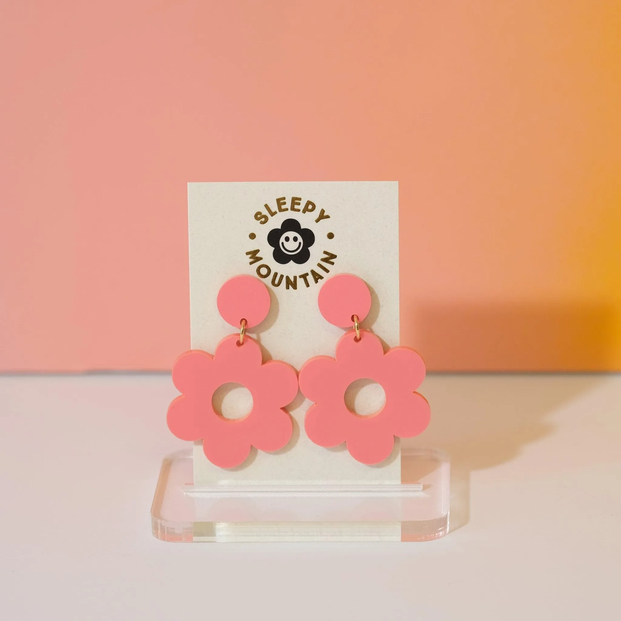 Daisy Earrings - Candy Pink Acrylic Dangles