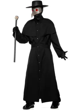 Deluxe Black Plus Size Mens Plague Doctor Halloween Costume