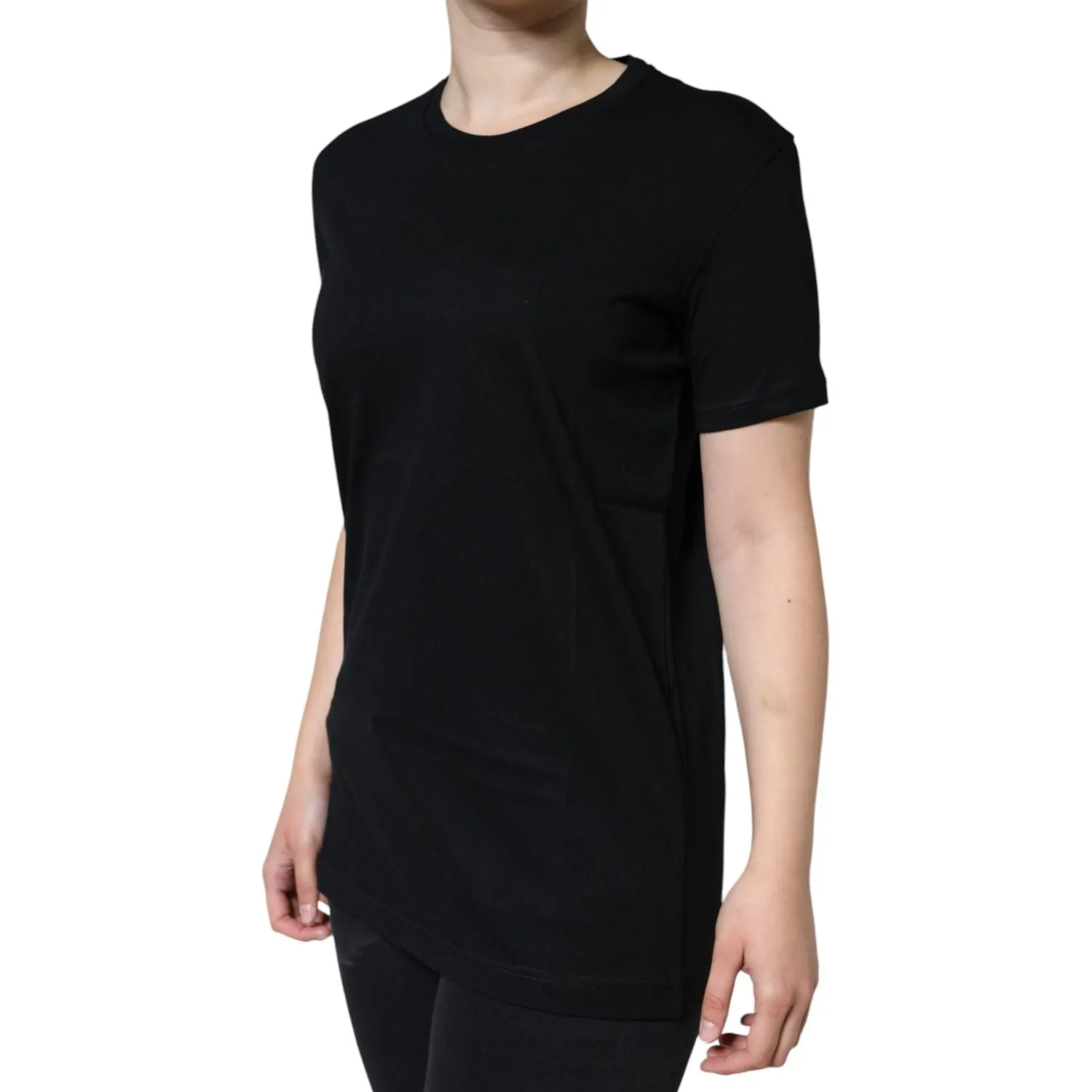 Dolce & Gabbana Black Cotton Crew Neck Short Sleeve T-shirt