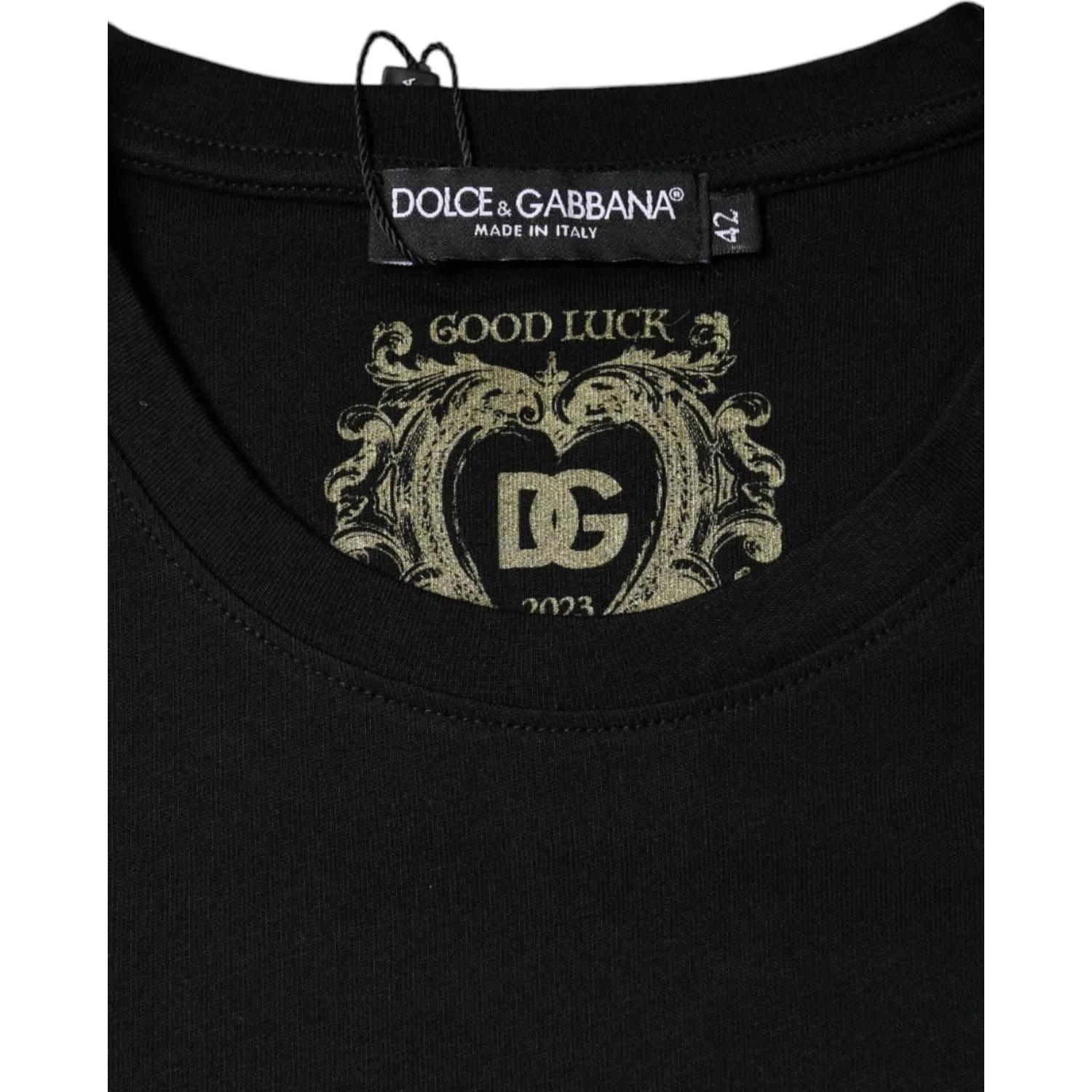 Dolce & Gabbana Black Cotton Crew Neck Short Sleeve T-shirt