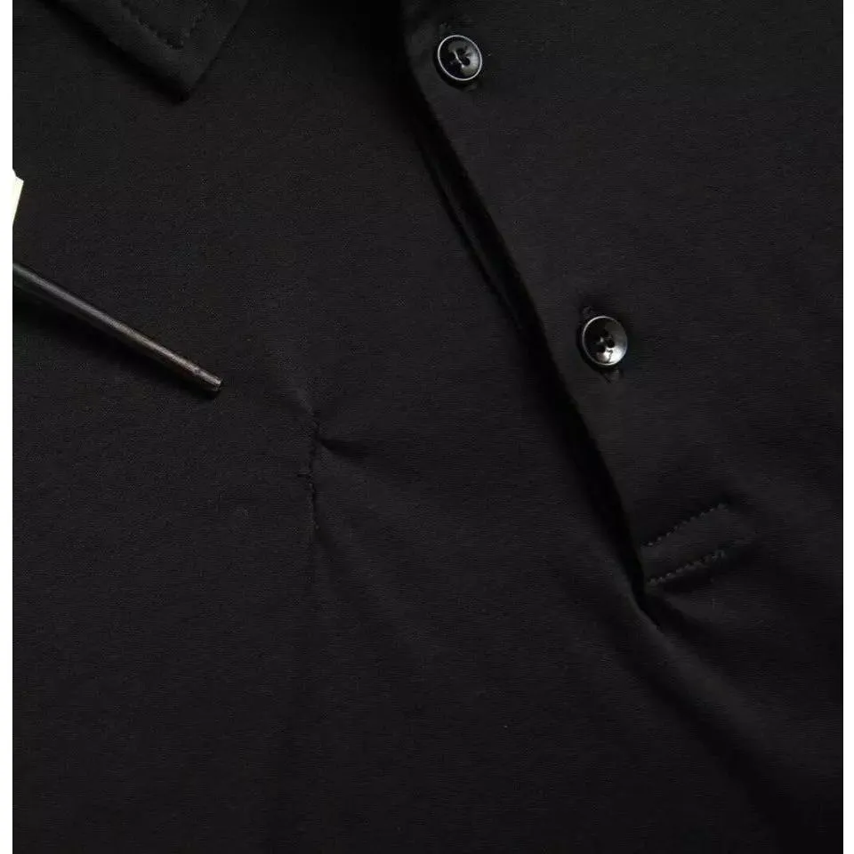 Dolce & Gabbana Black Logo Cotton Collared Polo Top T-shirt