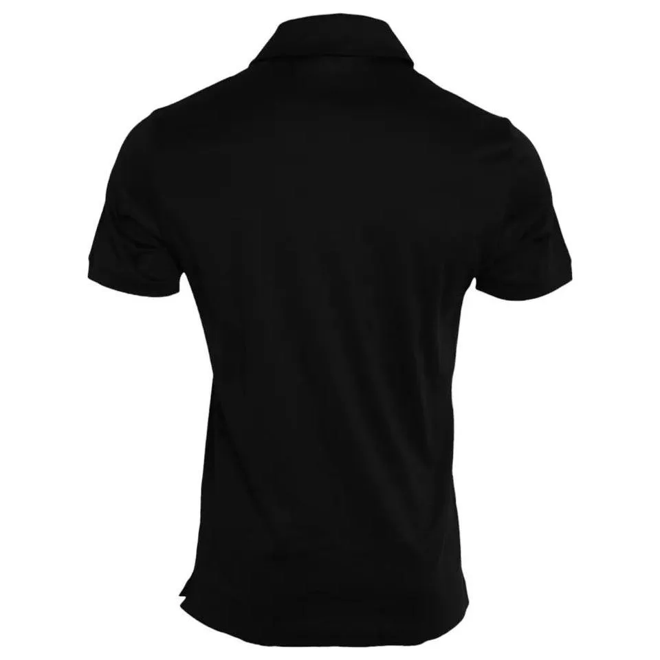 Dolce & Gabbana Black Logo Cotton Collared Polo Top T-shirt