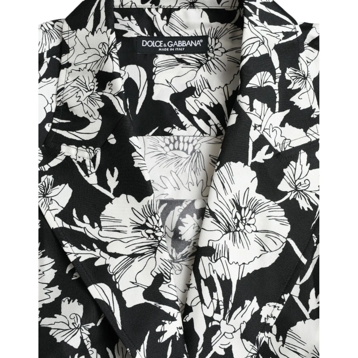 Dolce & Gabbana Black White Floral Button Down Casual Shirt