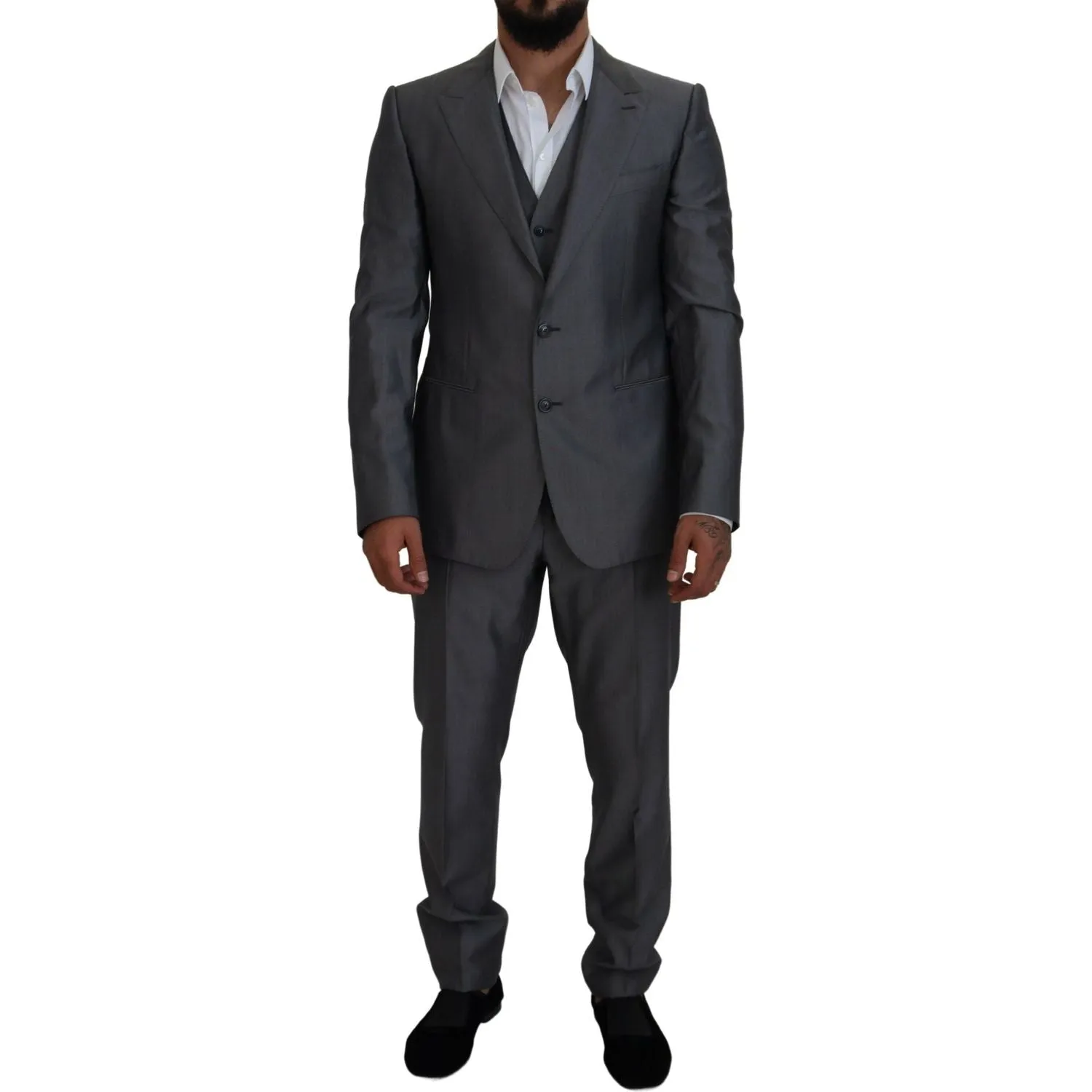 Dolce & Gabbana Elegant Gray Silver Sicilia Suit Ensemble