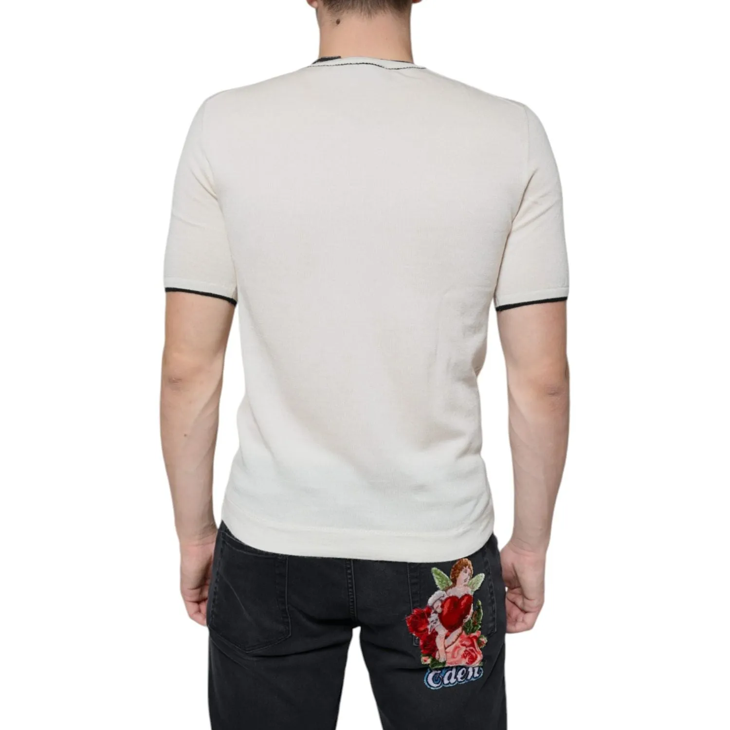 Dolce & Gabbana Off White Cashmere Short Sleeves T-shirt