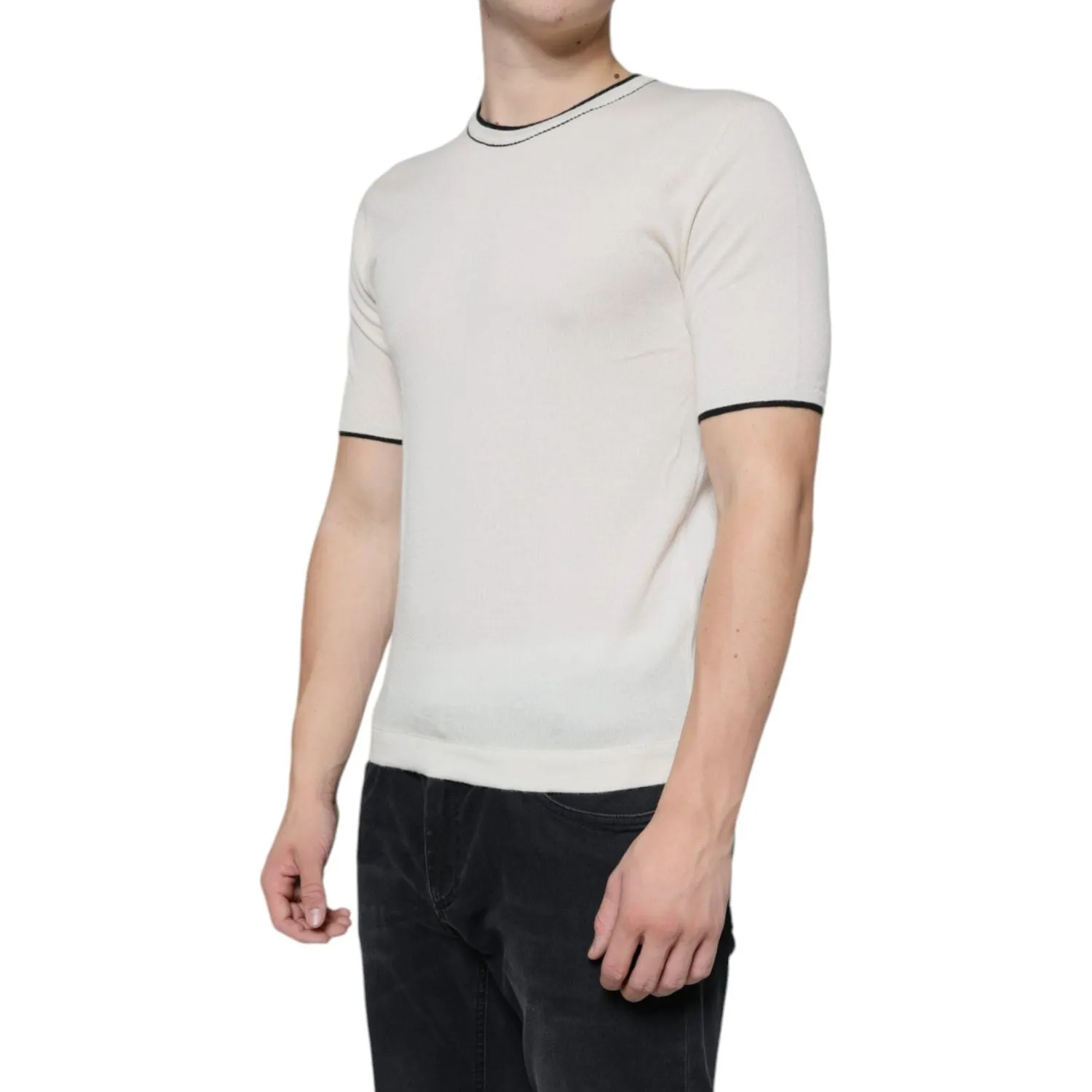 Dolce & Gabbana Off White Cashmere Short Sleeves T-shirt